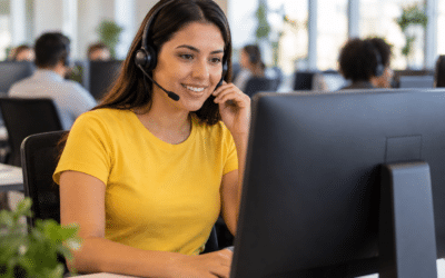 Profissional aplicando técnicas de vendas por telefone em um provedor de internet