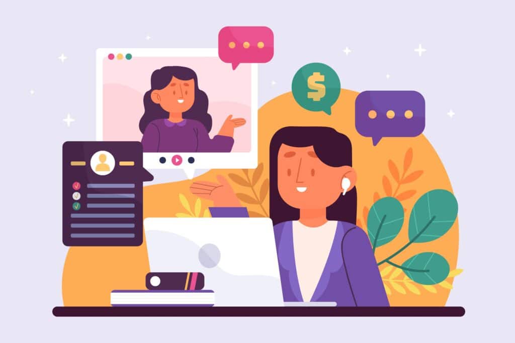 Agente virtual com IA atendendo clientes por chat digital