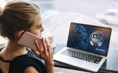 Voicebot em tela de notebook integrado a call center e atendimento ao cliente