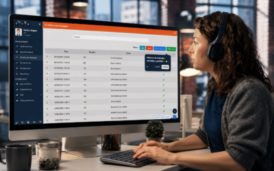 Profissional utilizando plataforma de telefonia VoIP para empresas com histórico de chamadas e gestão de atendimento em PABX em nuvem. Telefonia VoIP para empresas com PABX em nuvem