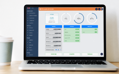 Tela de uma plataforma UCaaS unificando voz, WhatsApp e atendimento em uma única interface para gestão da comunicação empresarial.