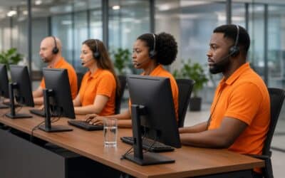 Equipe usando tecnologia para reduzir o tempo de atendimento ao cliente