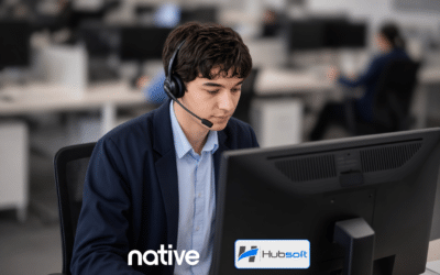 Logos da Hubsoft e da Native lado a lado, representando a integração entre ERP e plataforma de comunicação para provedores de internet.