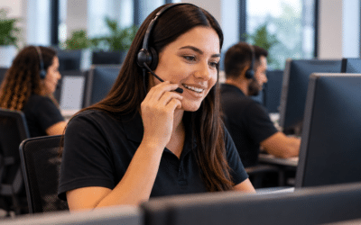 Atendente identifica necessidades dos clientes em uma central de atendimento de telecom