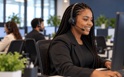 Ticket médio em televendas: produtividade e vendas Profissional de televendas usando headset para aumentar o ticket médio em uma operação de vendas.